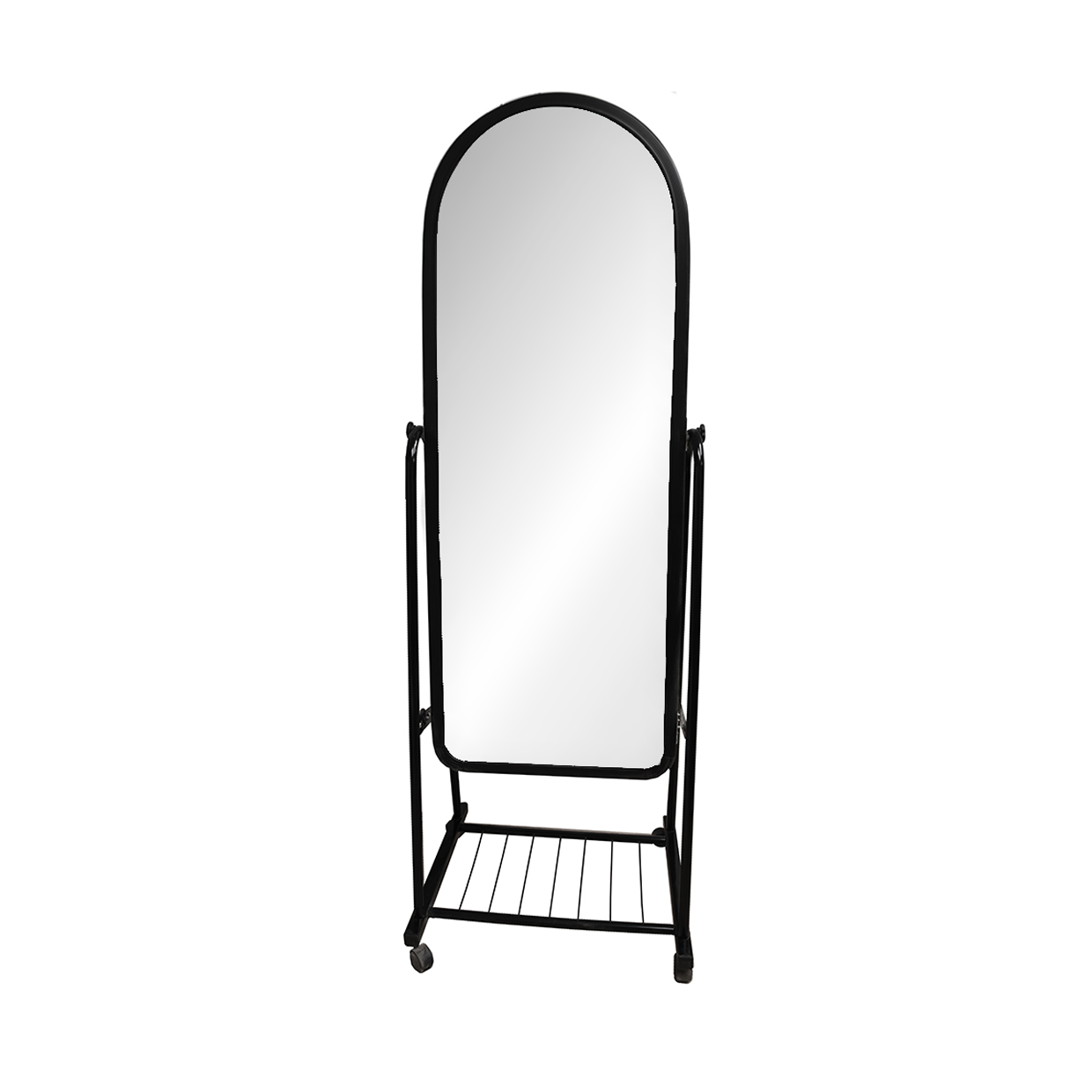 Black Full Length Mirror, Portable, Storage Shelf, Adjustable Stand